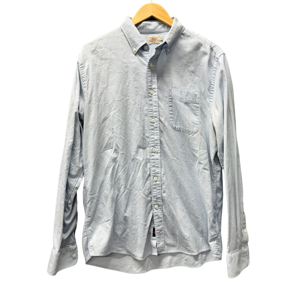 Faherty Stretch Oxford Shirt Mens L Button Down Light Blue Coastal Classic